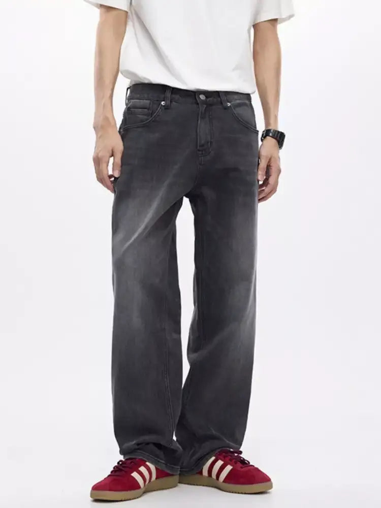 Men’s Vintage Wash Wide Leg Jeans
