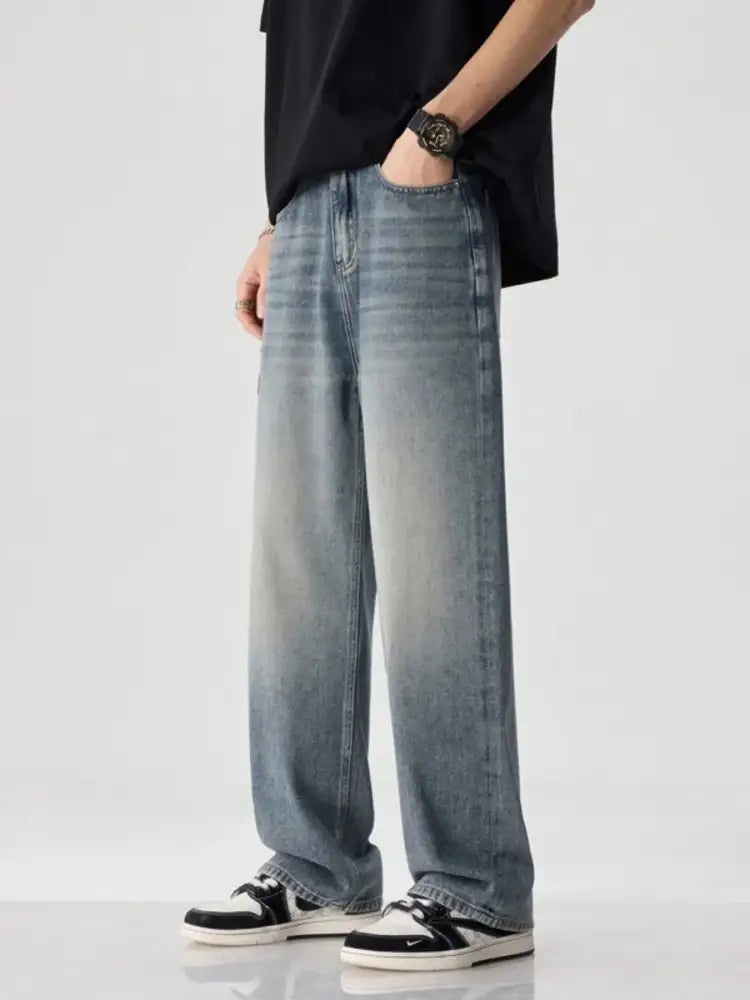 Men’s Vintage Wash Wide Leg Jeans