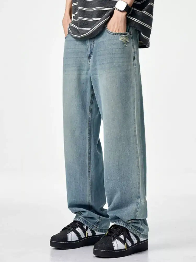 Men’s Vintage Wash Wide Leg Jeans