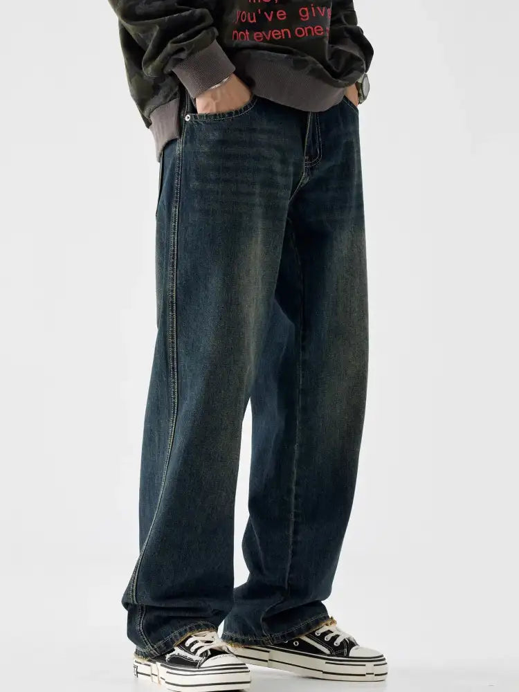 Men’s Vintage Wash Wide Leg Jeans
