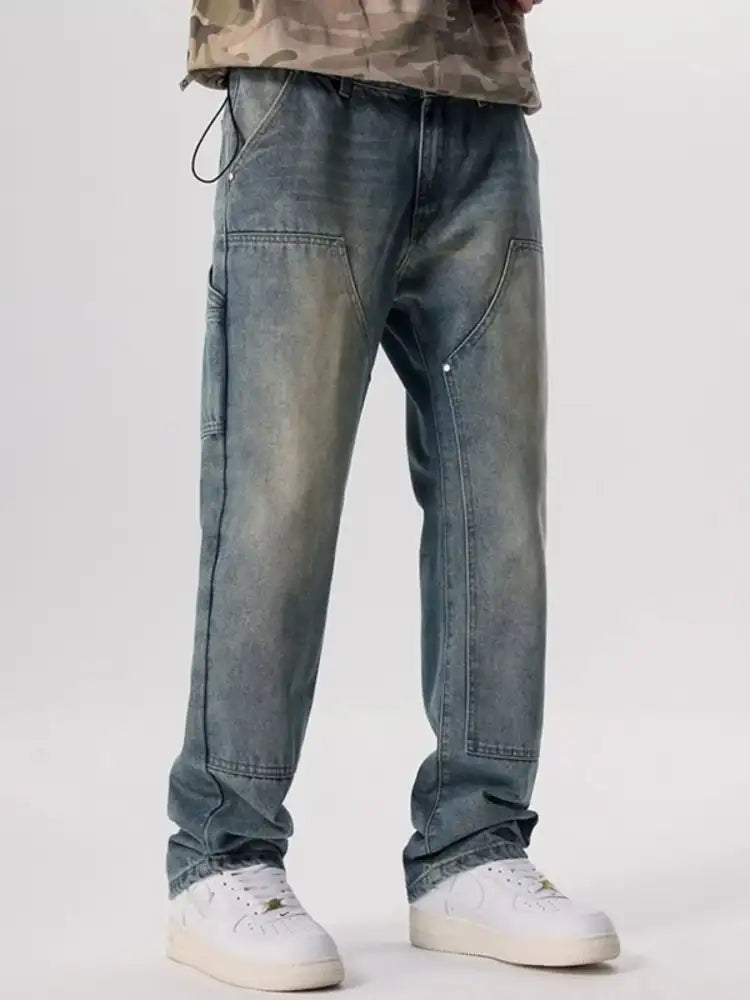 Men’s Vintage Wash Wide Leg Jeans