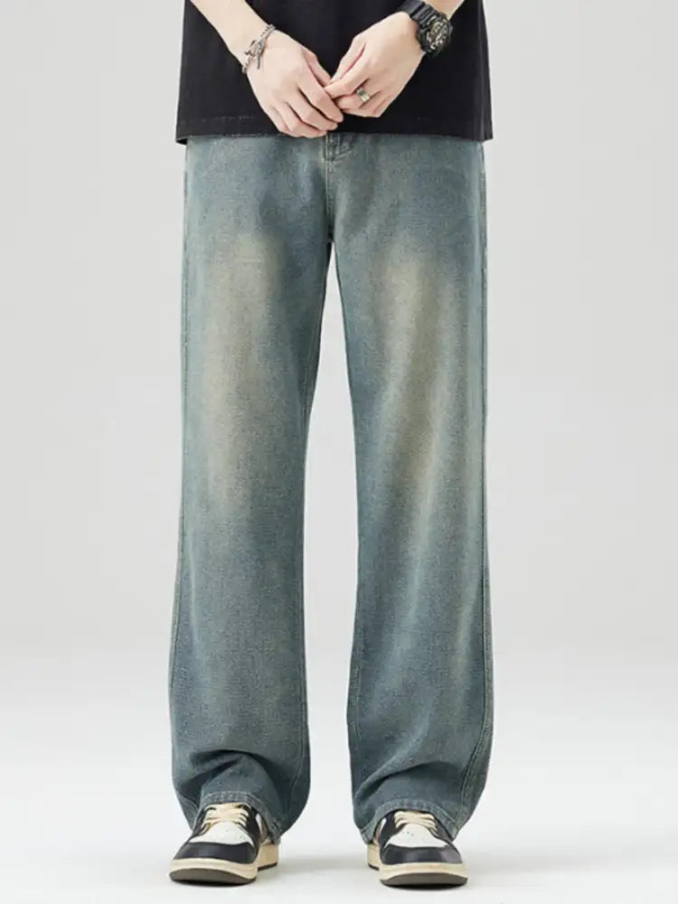 Men’s Vintage Wash Wide Leg Jeans