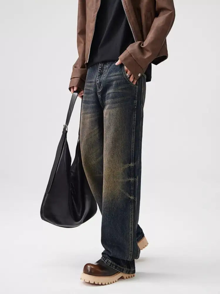 Men’s Vintage Wash Wide Leg Jeans