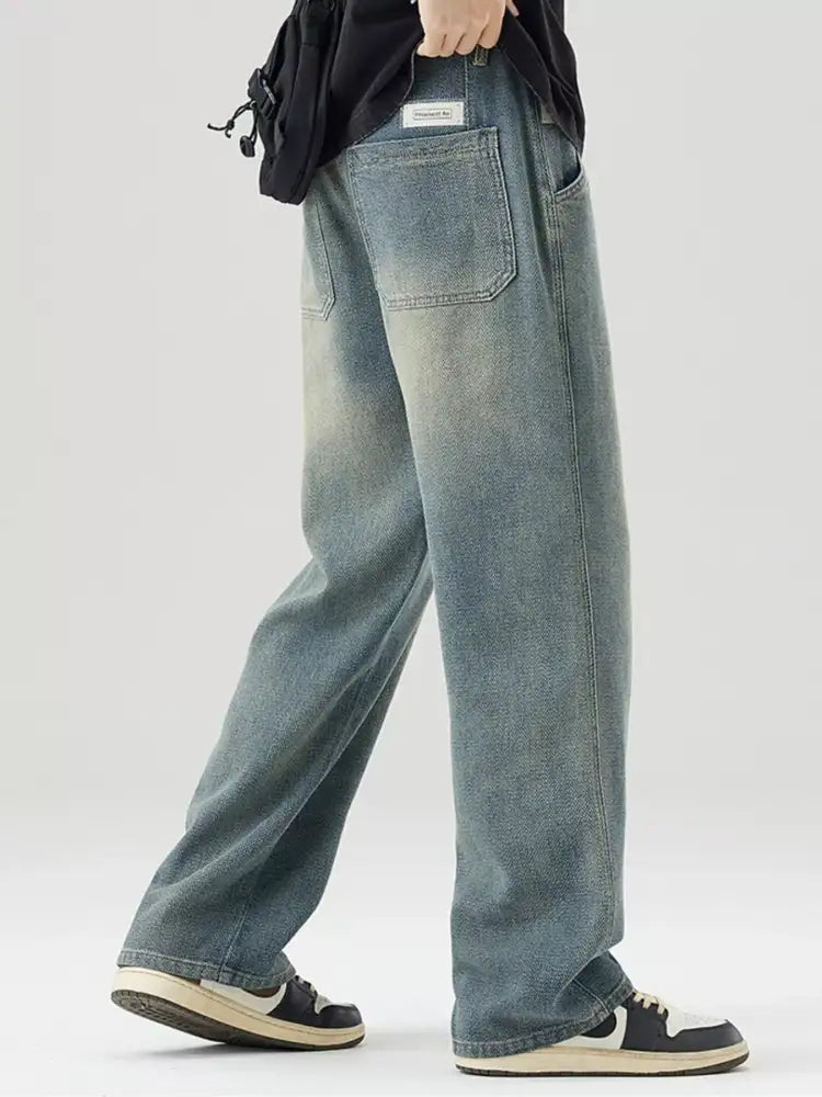 Men’s Vintage Wash Wide Leg Jeans