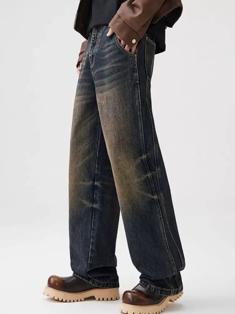 Men’s Vintage Wash Wide Leg Jeans