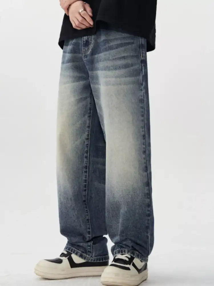 Men’s Vintage Wash Wide Leg Jeans