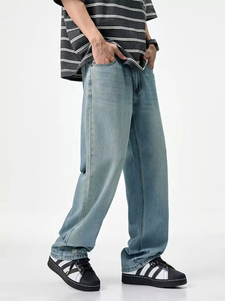 Men’s Vintage Wash Wide Leg Jeans