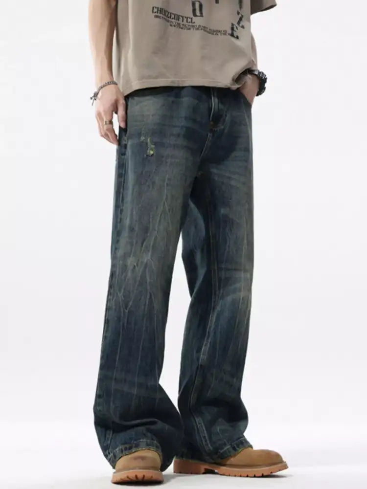 Men’s Vintage Wash Wide Leg Jeans