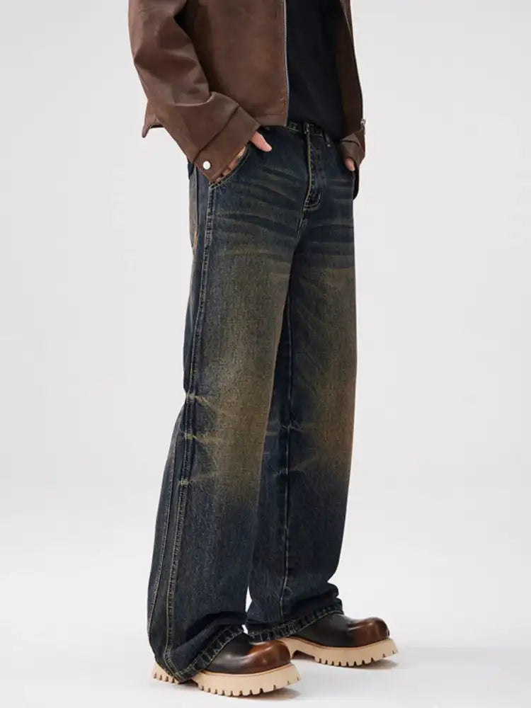 Men’s Vintage Wash Wide Leg Jeans