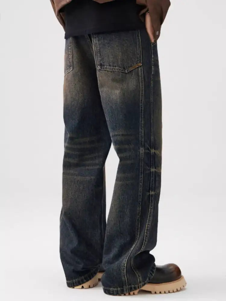 Men’s Vintage Wash Wide Leg Jeans