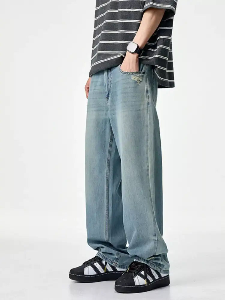 Men’s Vintage Wash Wide Leg Jeans