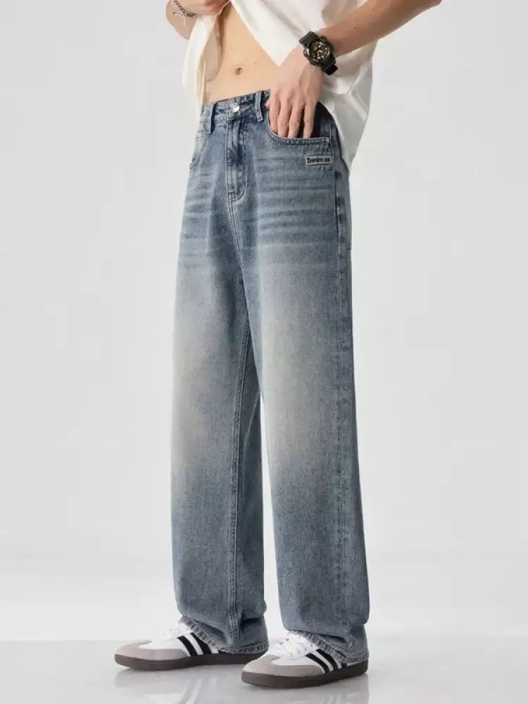 Men’s Vintage Wash Wide Leg Jeans