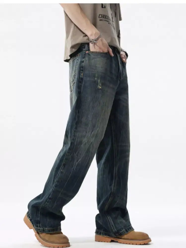 Men’s Vintage Wash Wide Leg Jeans