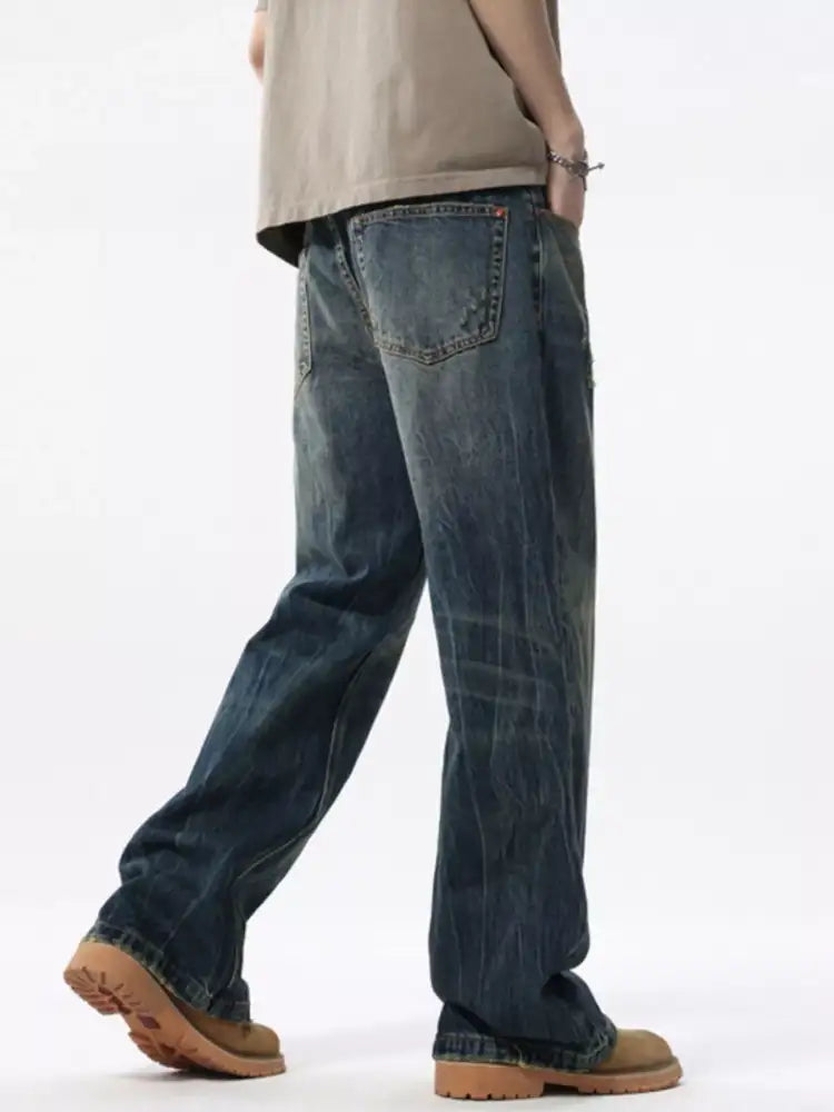 Men’s Vintage Wash Wide Leg Jeans