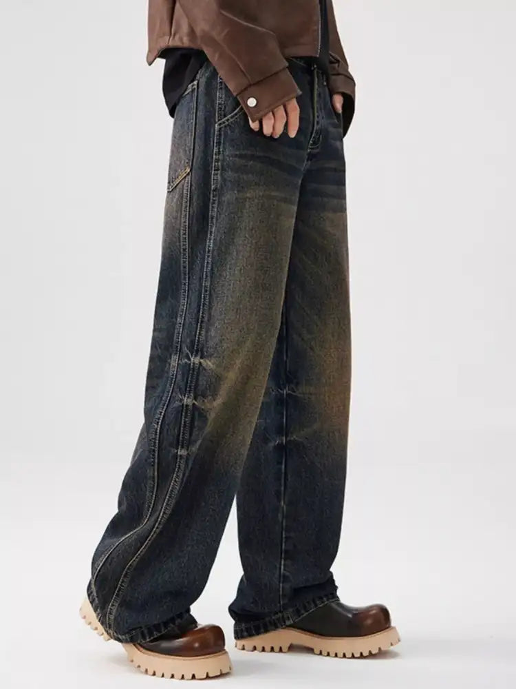Men’s Vintage Wash Wide Leg Jeans