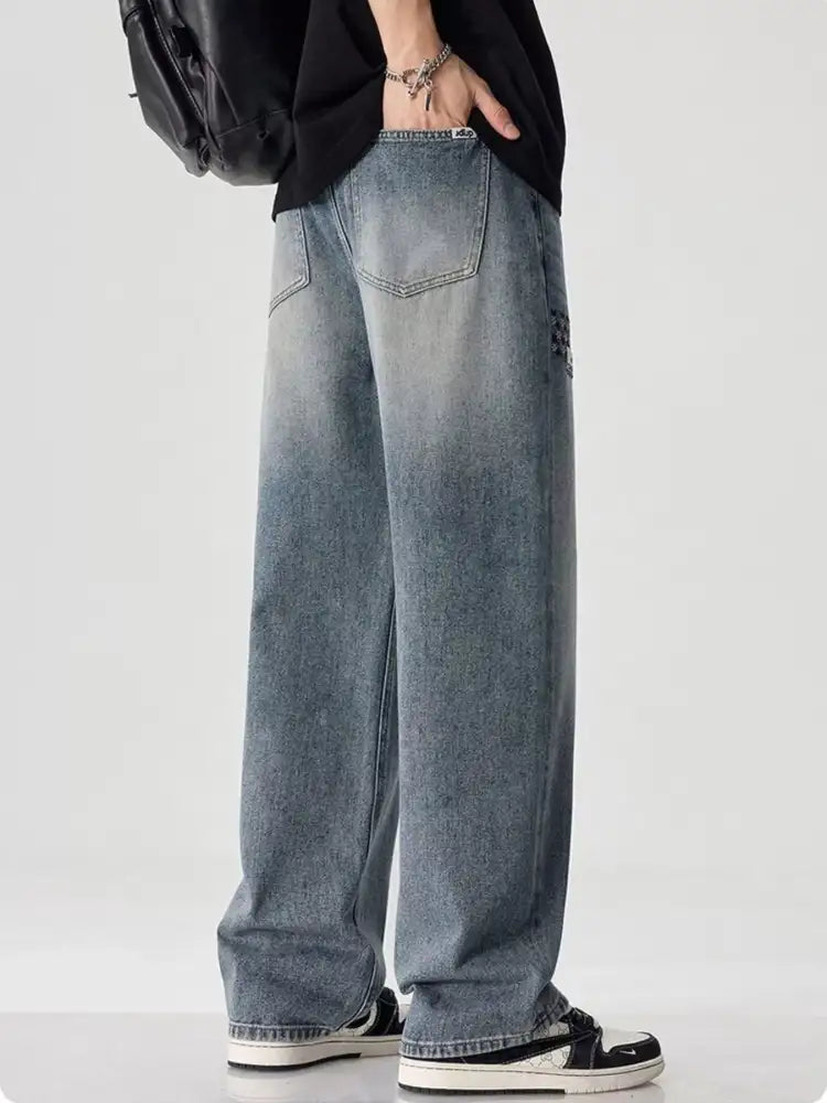 Men’s Vintage Wash Wide Leg Jeans