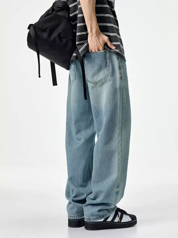 Men’s Vintage Wash Wide Leg Jeans