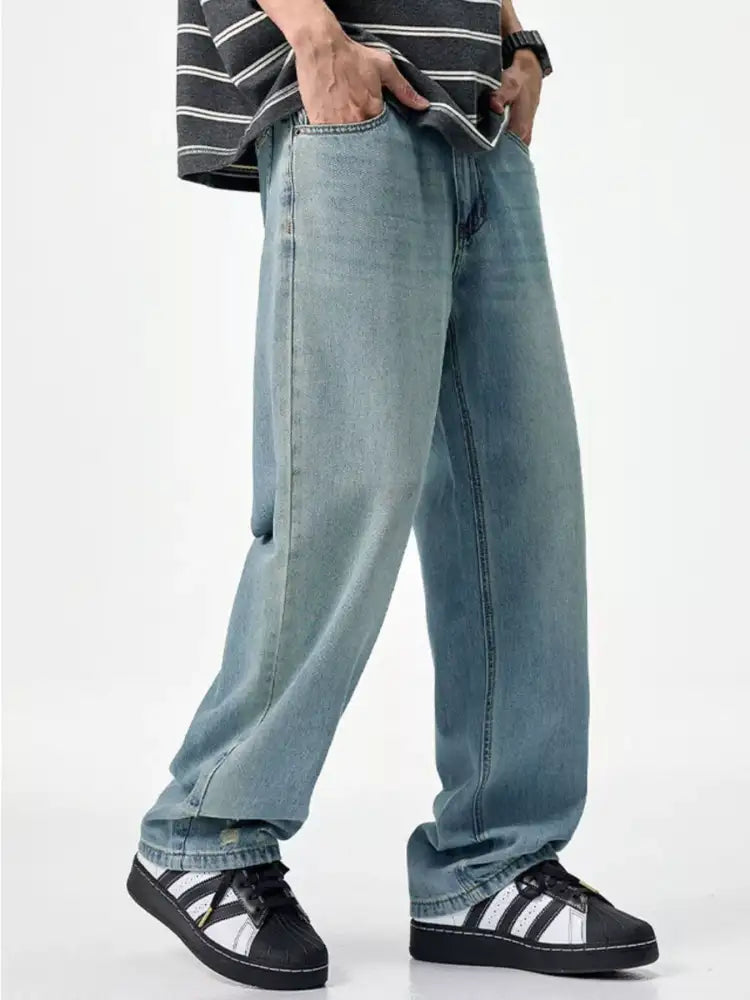 Men’s Vintage Wash Wide Leg Jeans