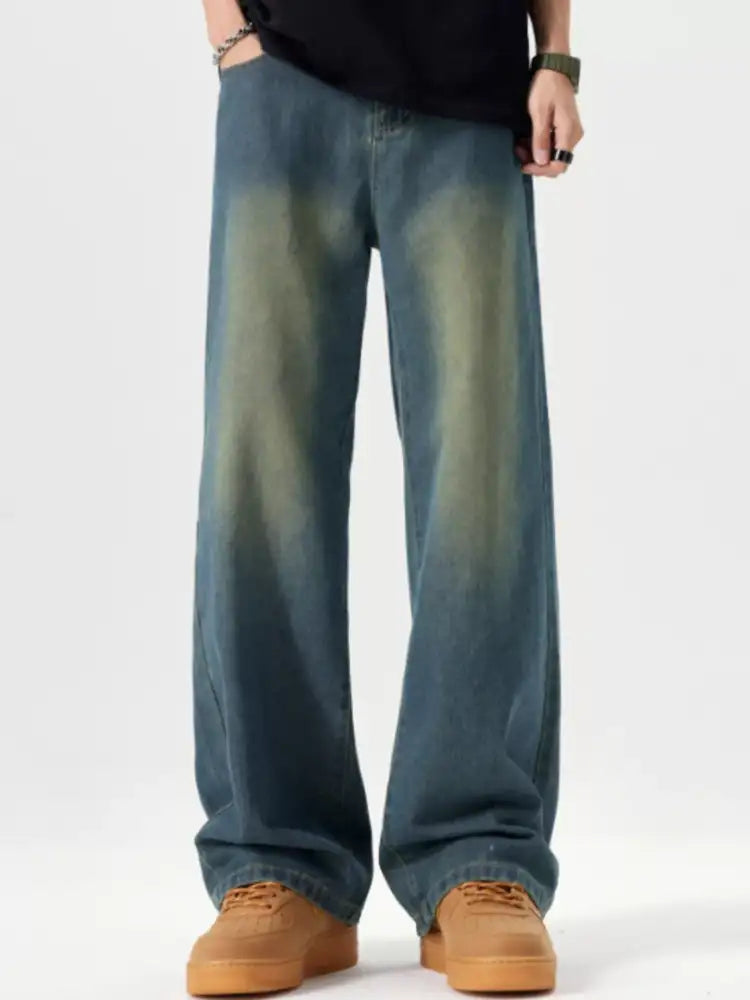 Men’s Vintage Wash Wide Leg Jeans