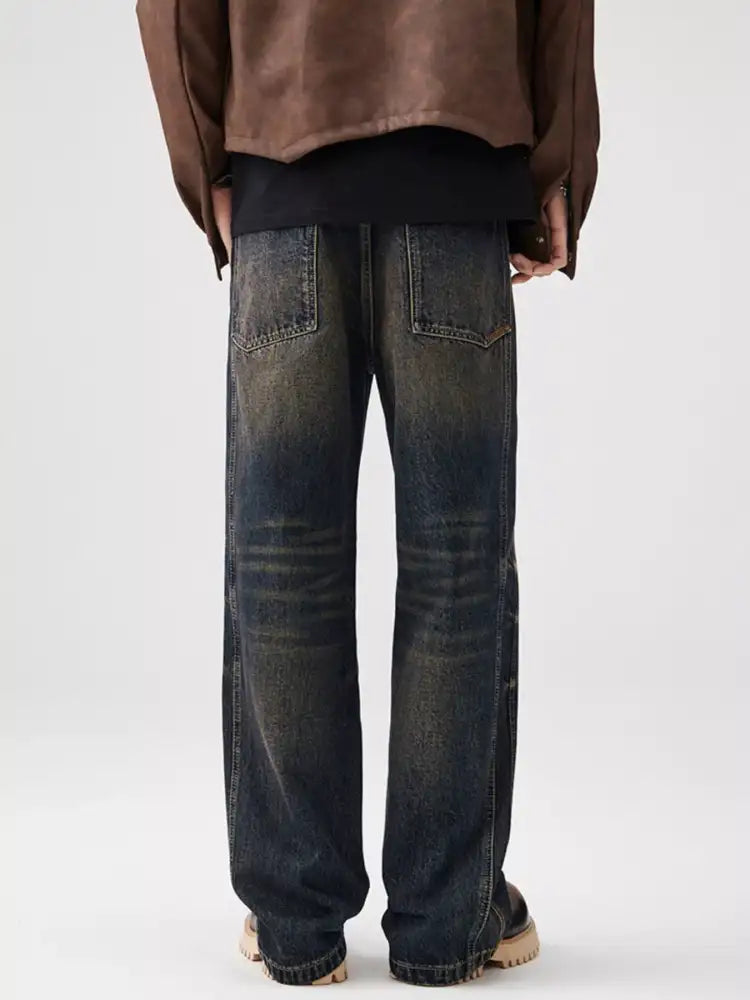 Men’s Vintage Wash Wide Leg Jeans