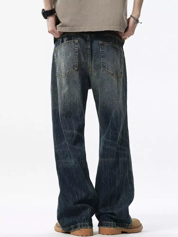 Men’s Vintage Wash Wide Leg Jeans