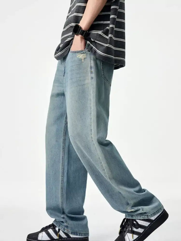 Men’s Vintage Wash Wide Leg Jeans