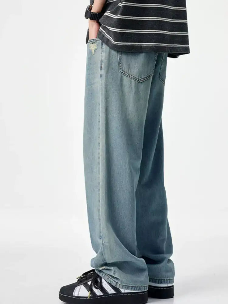 Men’s Vintage Wash Wide Leg Jeans