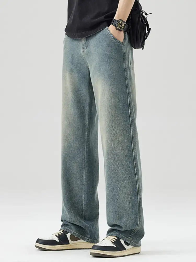 Men’s Vintage Wash Wide Leg Jeans