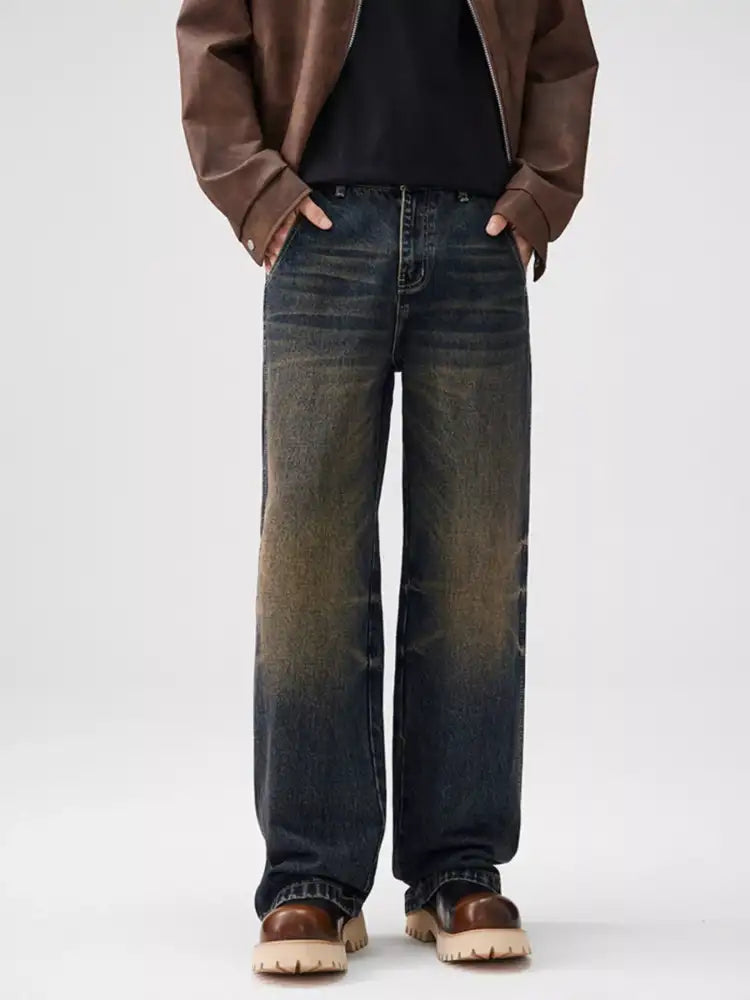 Men’s Vintage Wash Wide Leg Jeans
