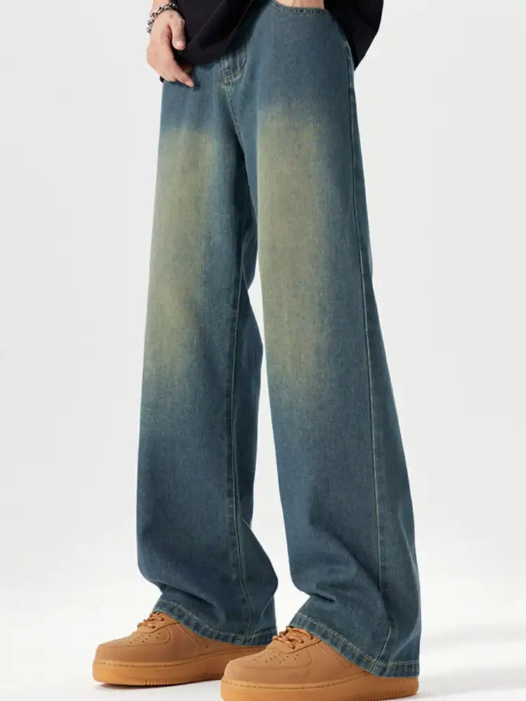Men’s Vintage Wash Wide Leg Jeans
