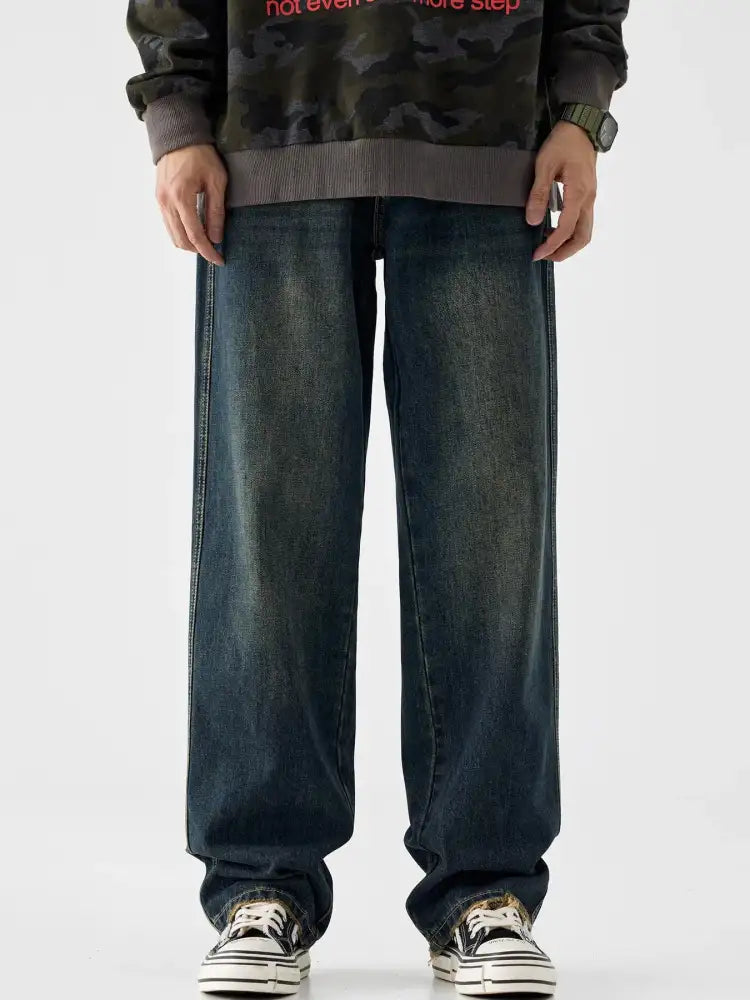 Men’s Vintage Wash Wide Leg Jeans