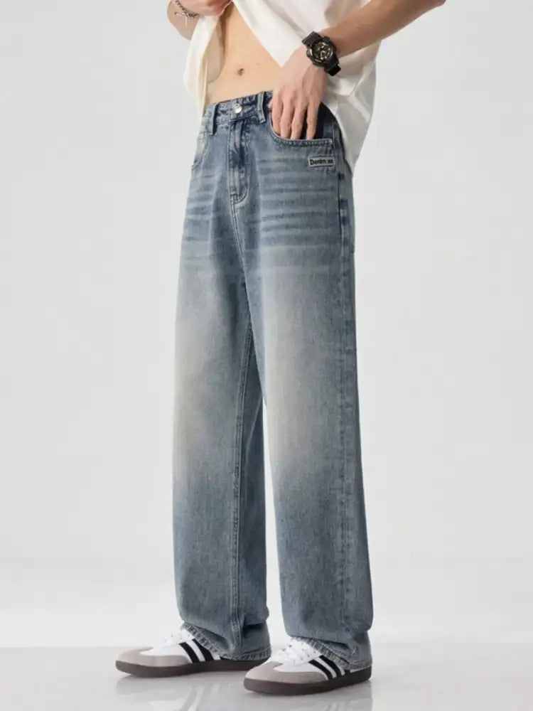Men’s Vintage Wash Wide Leg Jeans