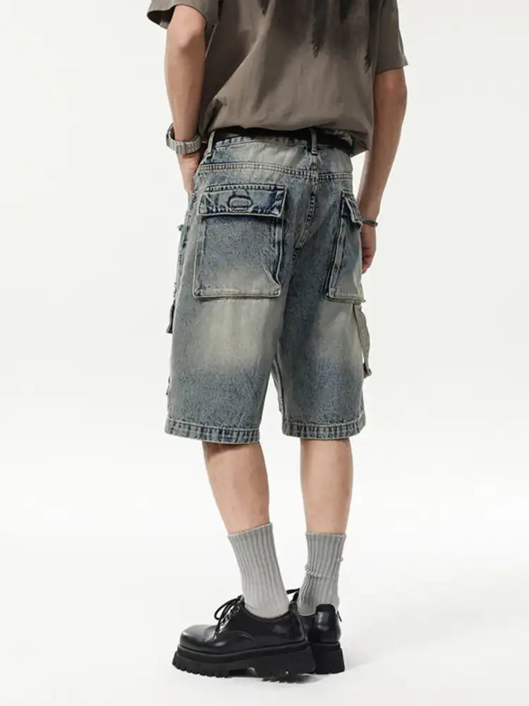 Men’s Vintage Washed Cargo Denim Shorts