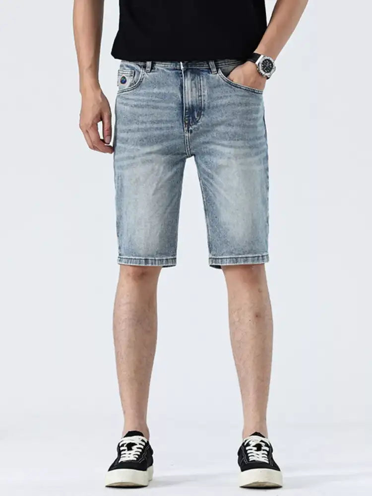 Men’s Wash Denim Shorts with Pockets