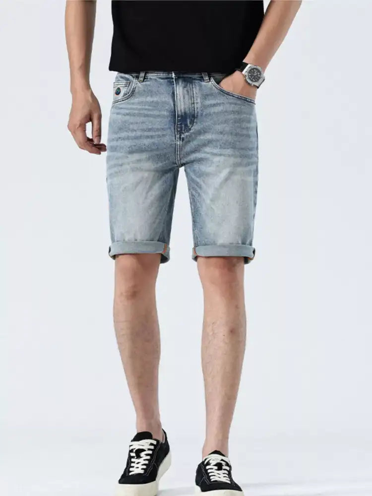 Men’s Wash Denim Shorts with Pockets