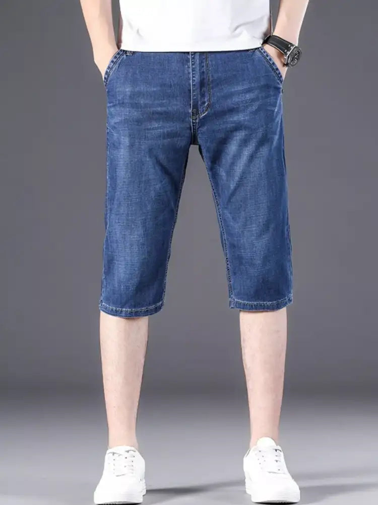 Men’s Wash Denim Shorts with Relaxed Fit