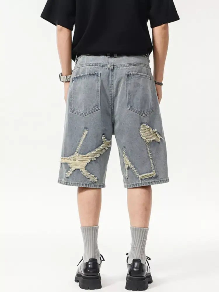 Men’s Wash Distressed Denim Shorts