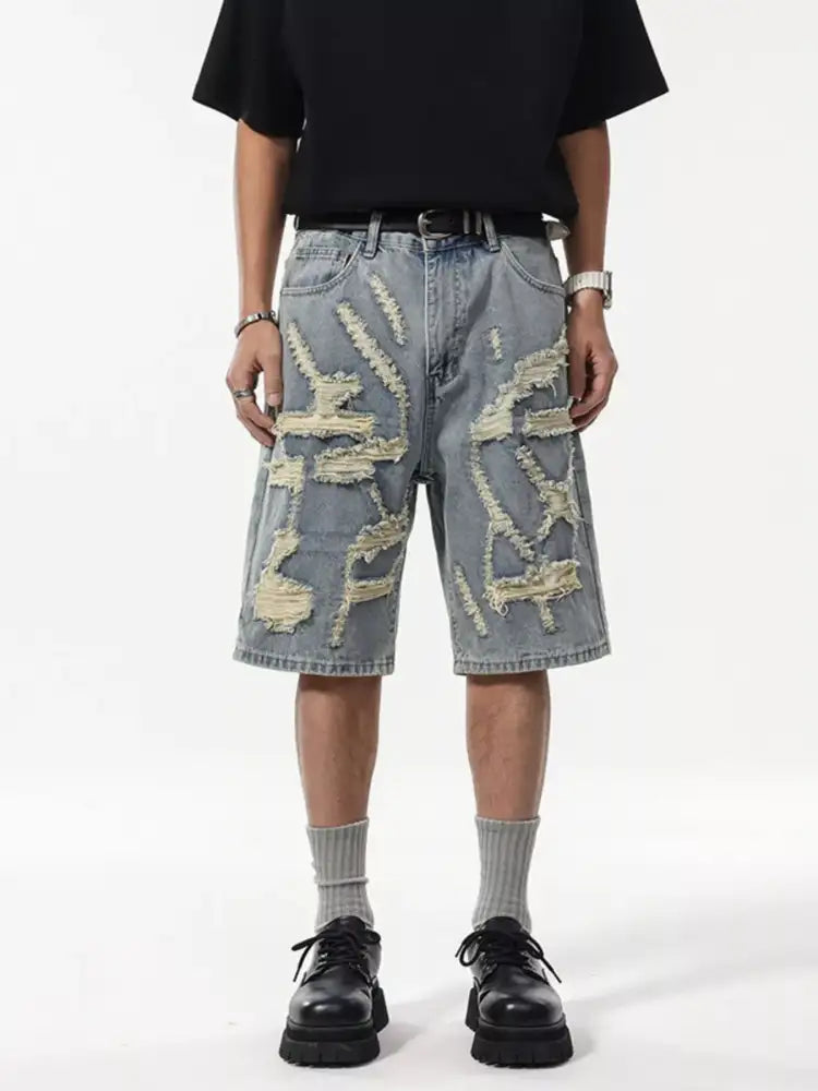 Men’s Wash Distressed Denim Shorts
