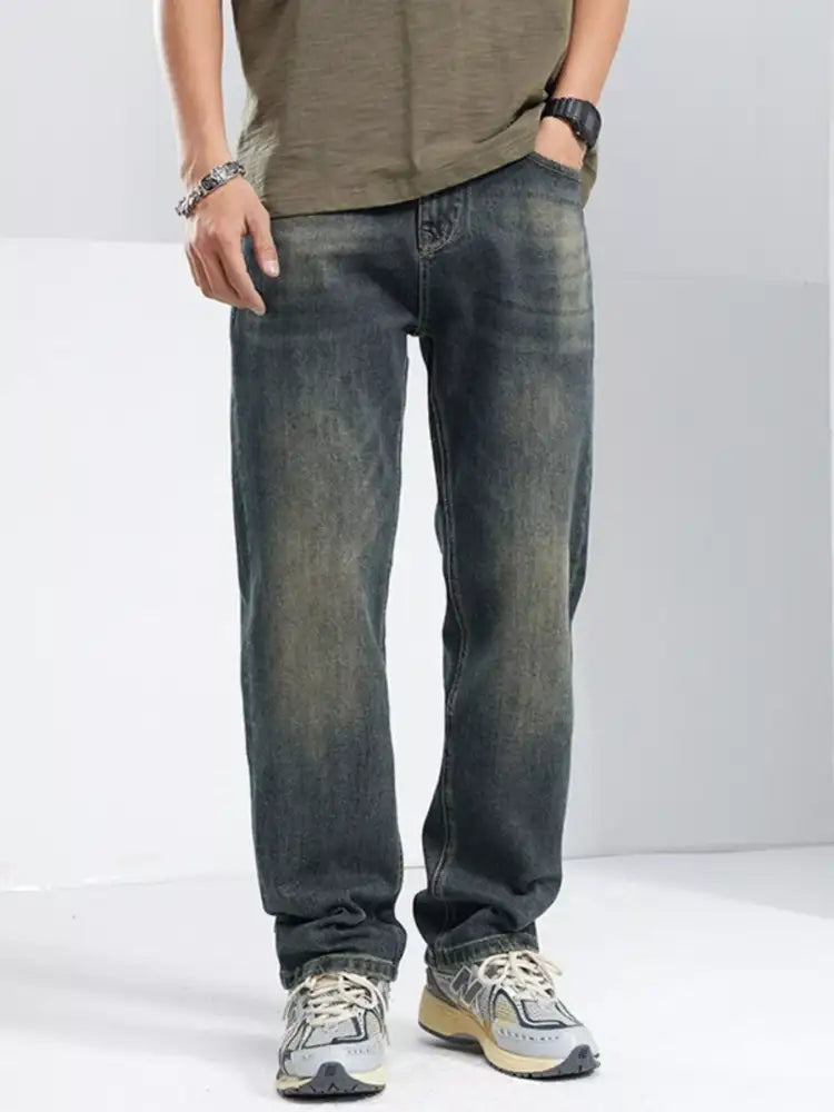 Men’s Wash Relaxed Fit Wide Leg Jeans