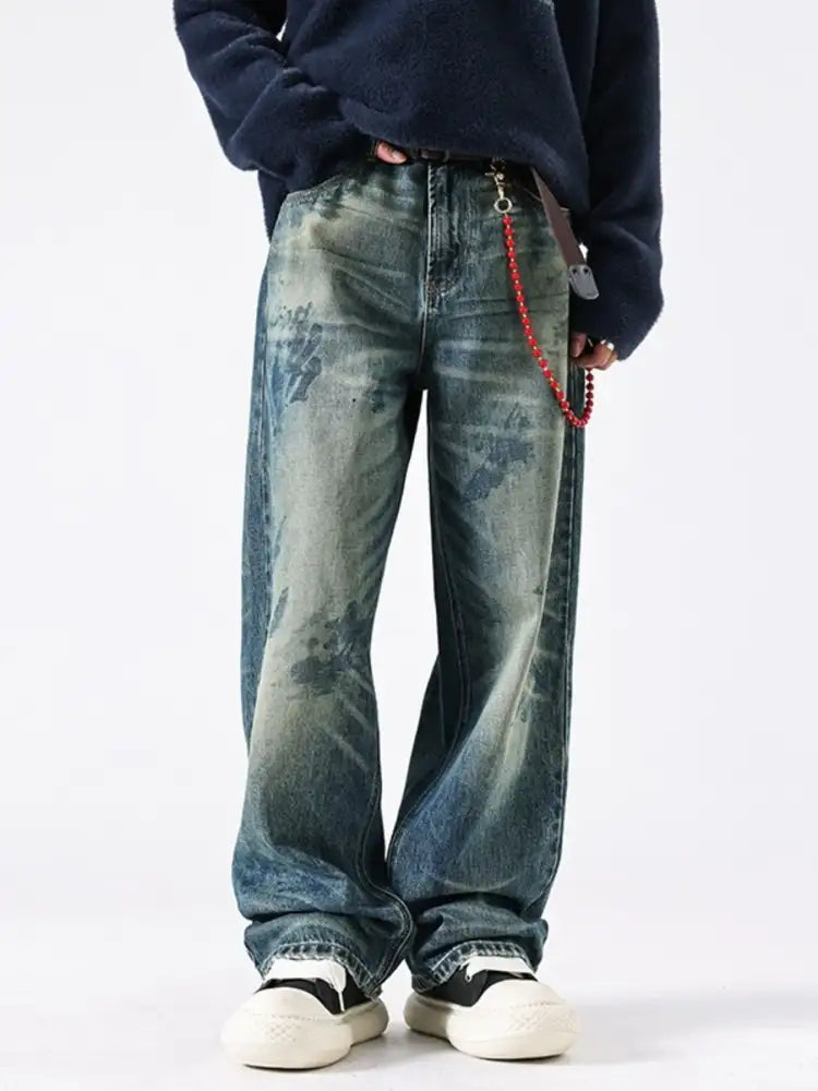Men’s Wash Wide Leg Jeans