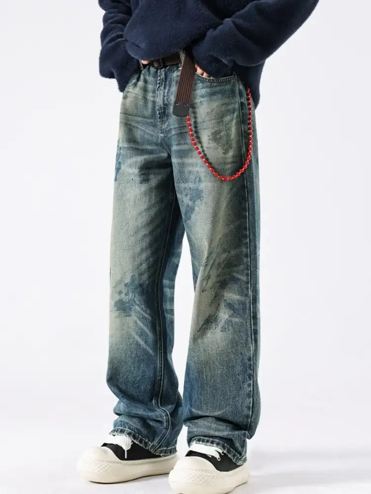 Men’s Wash Wide Leg Jeans
