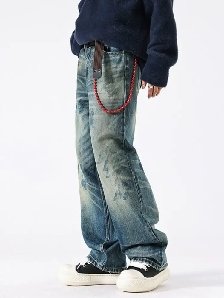 Men’s Wash Wide Leg Jeans