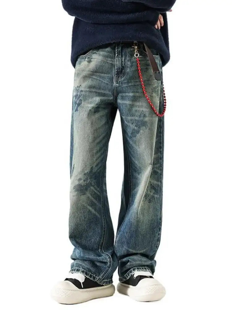 Men’s Wash Wide Leg Jeans