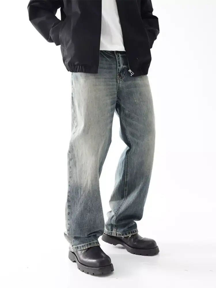 Men’s Wash Wide Leg Relaxed Fit Jeans