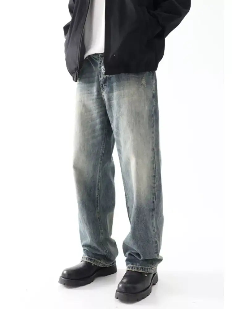 Men’s Wash Wide Leg Relaxed Fit Jeans