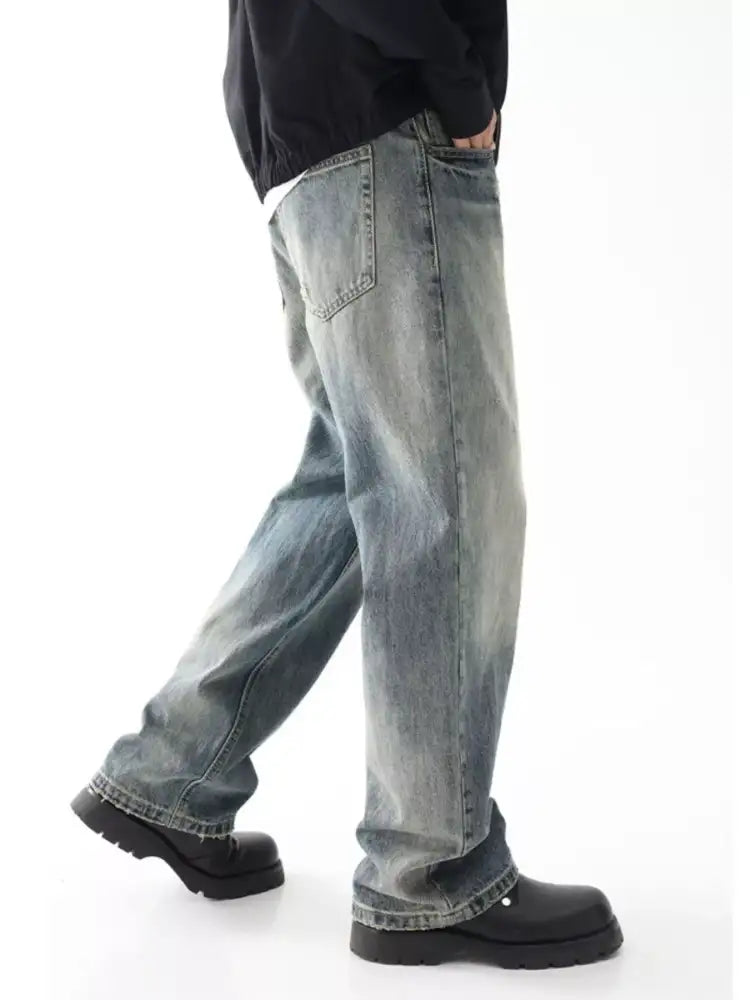 Men’s Wash Wide Leg Relaxed Fit Jeans