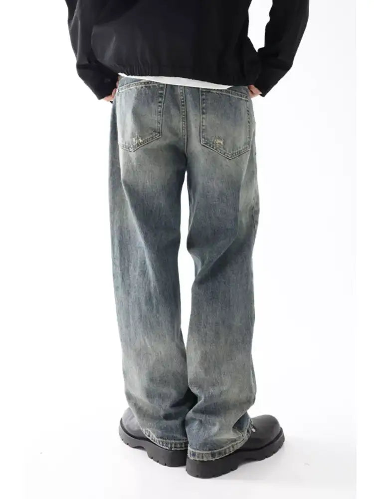 Men’s Wash Wide Leg Relaxed Fit Jeans