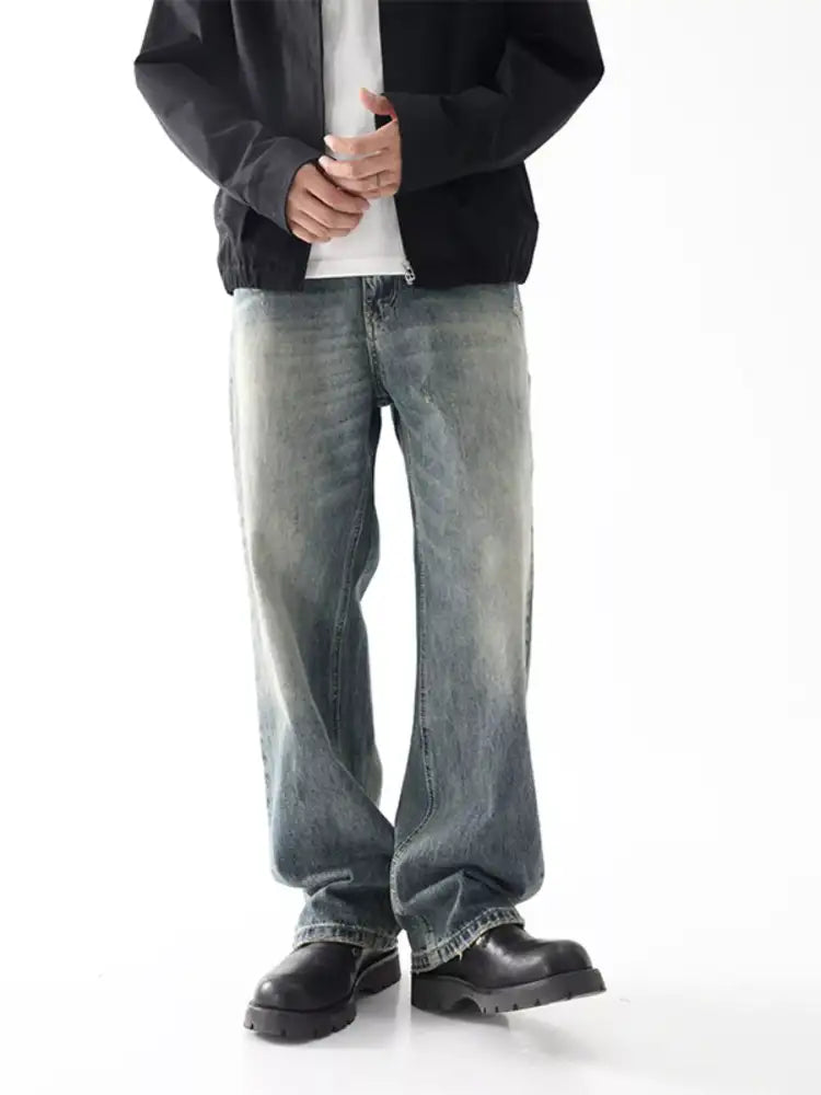 Men’s Wash Wide Leg Relaxed Fit Jeans