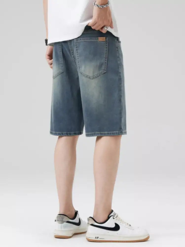 Men’s Washed Denim Shorts with Pockets