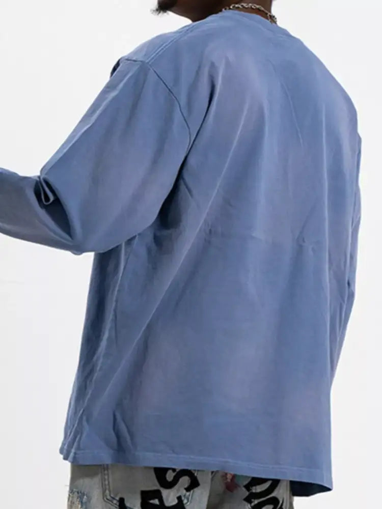 Men’s Washed Long Sleeve Cotton T-Shirt